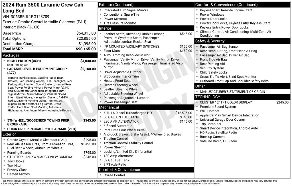 Used 2024 RAM 3500 Laramie w/ Night Edition AWD/4WD image 48