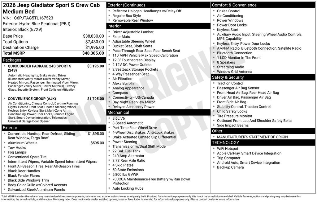 New 2026 Jeep Gladiator Sport image 29