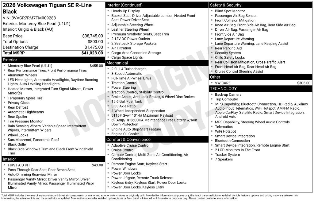 Used 2026 Volkswagen Tiguan SE R-Line AWD/4WD image 6