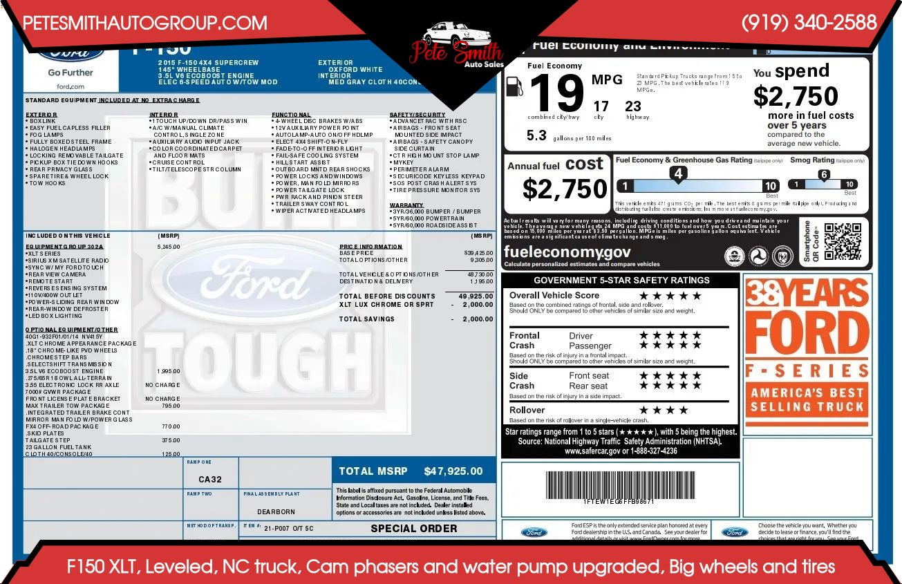 Used 2015 Ford F150 XLT w/ Equipment Group 302A Luxury image 40