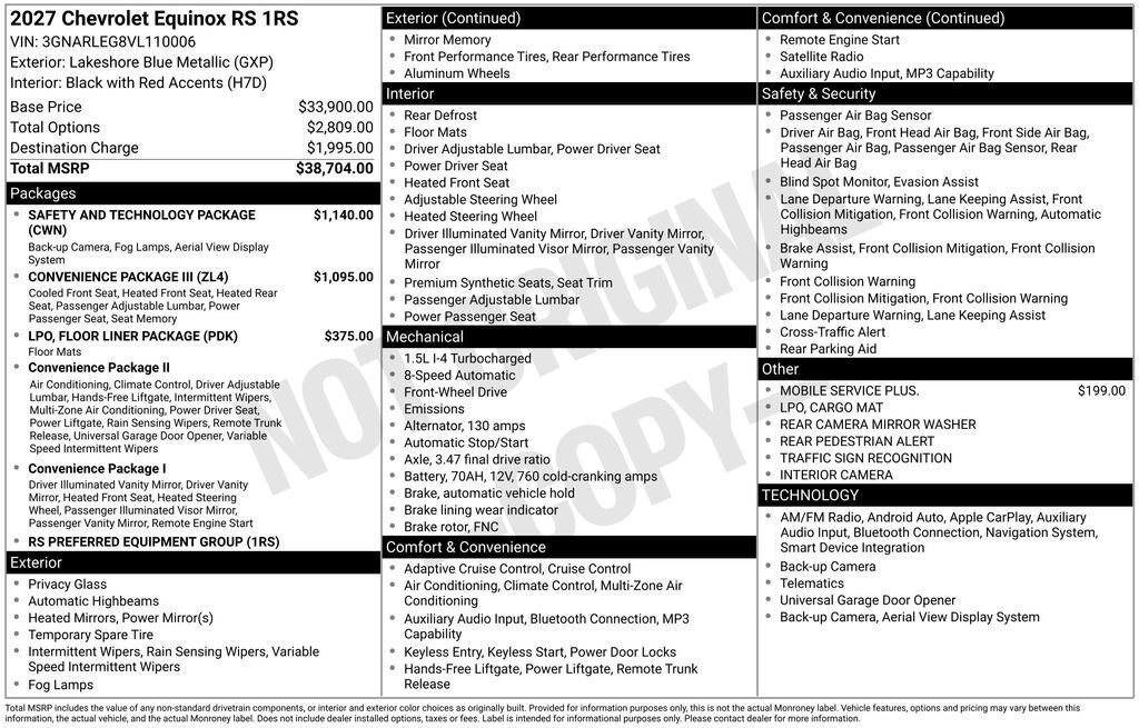 New 2027 Chevrolet Equinox RS w/ Safety and Technology Package FWD image 11