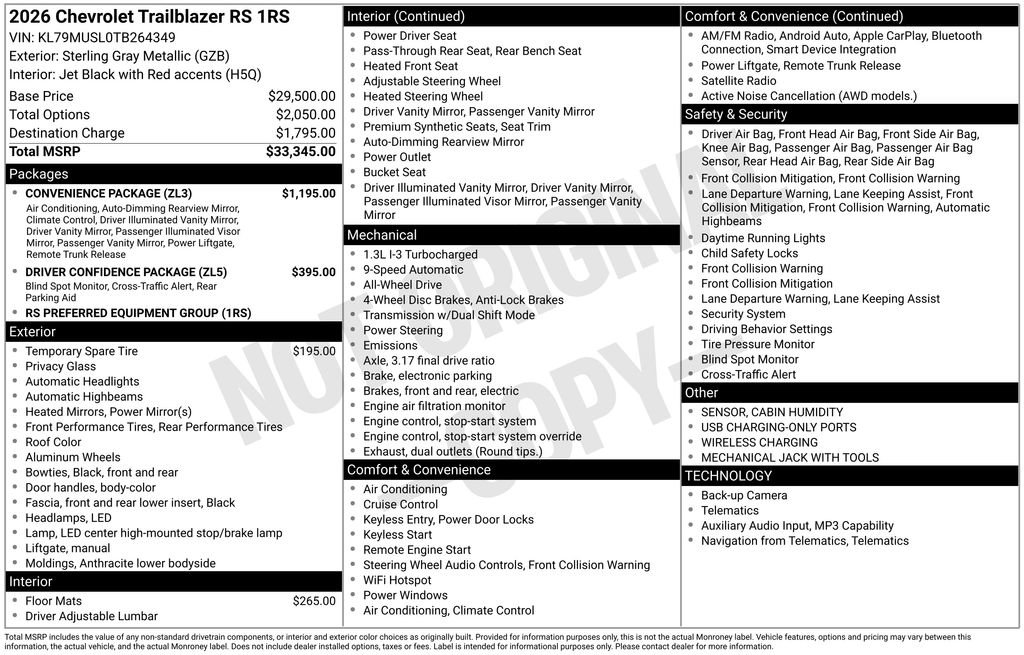 New 2026 Chevrolet TrailBlazer RS w/ Convenience Package AWD/4WD image 6
