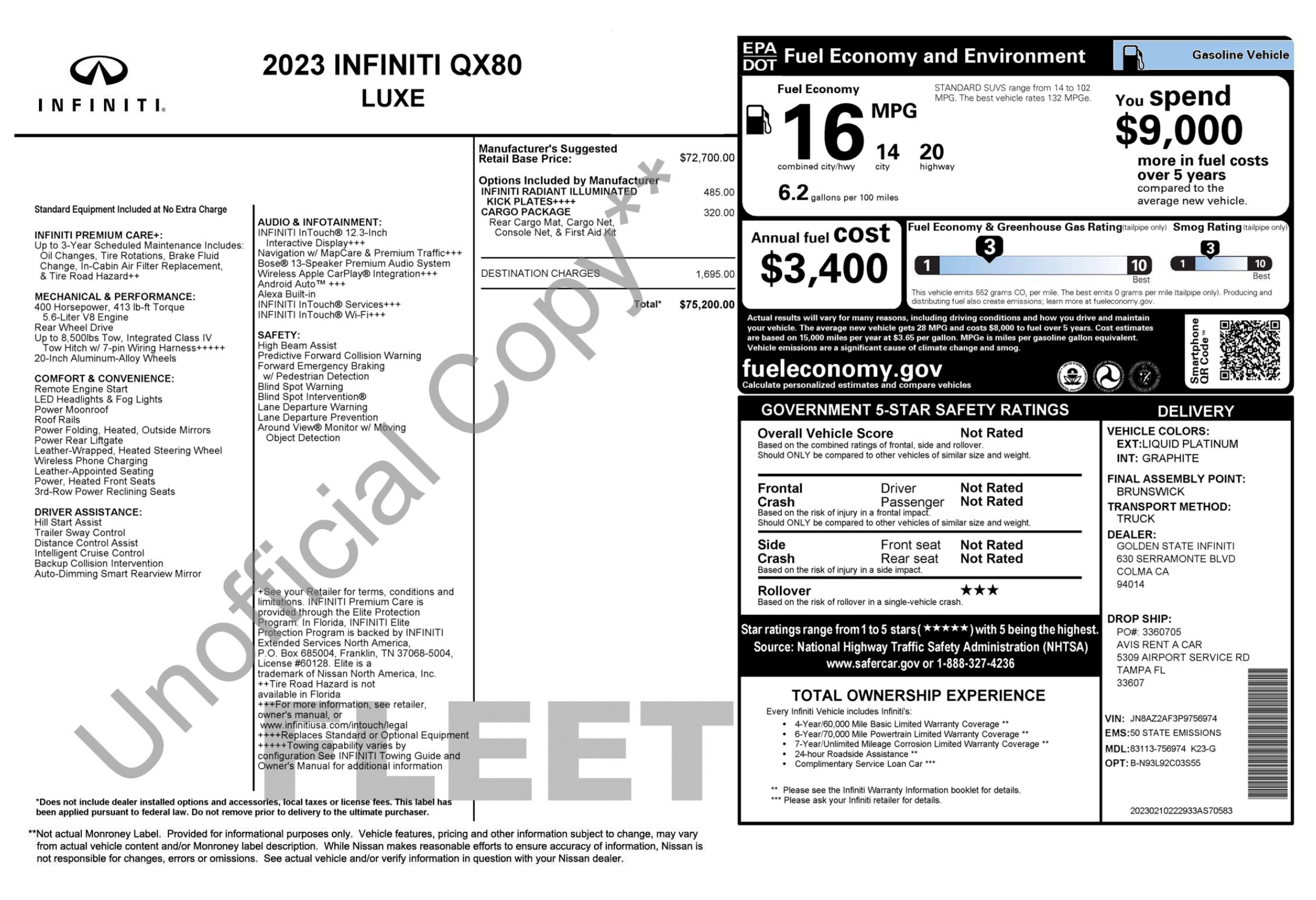 Used 2023 INFINITI QX80 Luxe w/ Cargo Package image 3