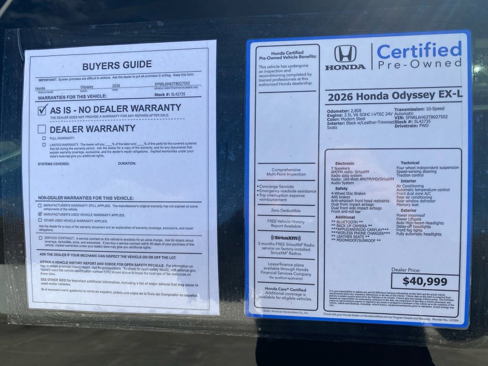 Certified 2026 Honda Odyssey EX-L image 37