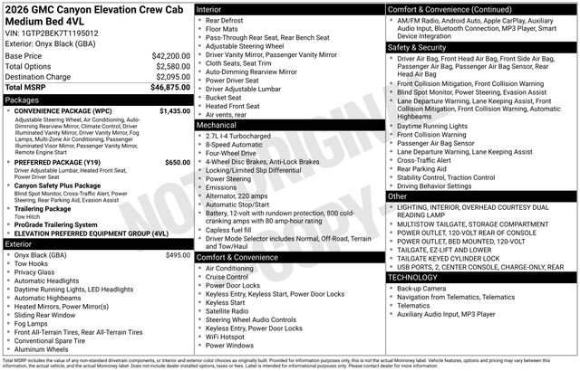New 2026 GMC Canyon Elevation w/ Convenience Package AWD/4WD image 3