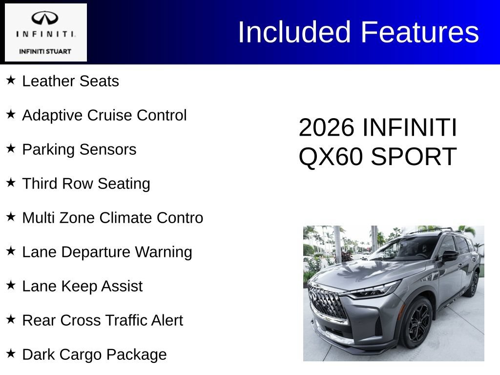 Certified 2026 INFINITI QX60 Sport w/ Dark Cargo Package AWD/4WD image 4