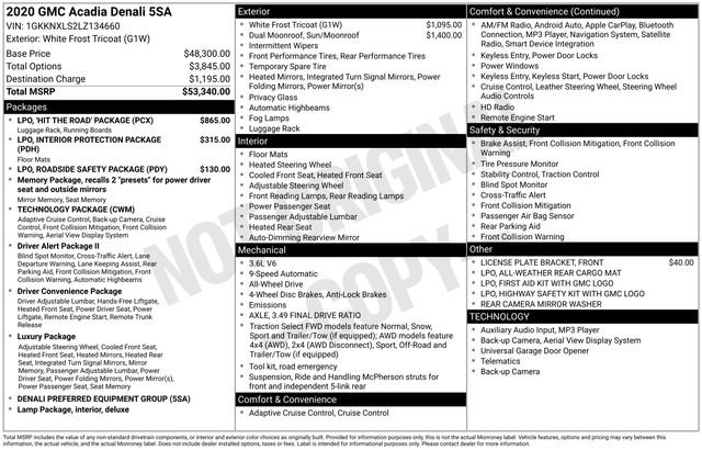 Used 2020 GMC Acadia Denali w/ LPO, 'HIT The Road' Package AWD/4WD image 47