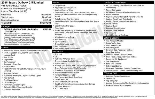 Used 2018 Subaru Outback 2.5i Limited image 41