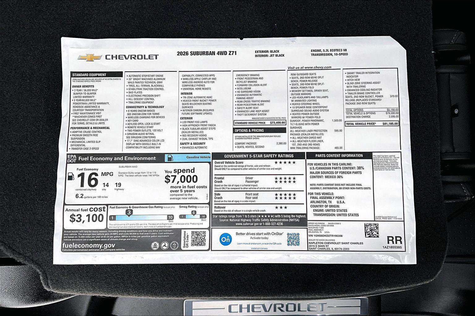 New 2026 Chevrolet Suburban Z71 w/ Comfort Package image 13