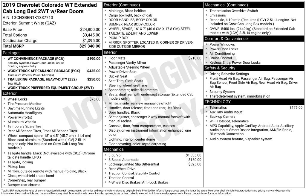 Used 2019 Chevrolet Colorado W/T w/ WT Convenience Package RWD image 2
