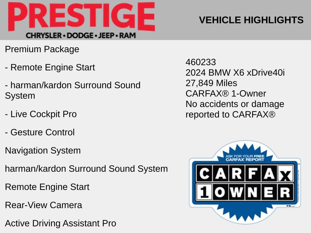 Used 2024 BMW X6 xDrive40i w/ Premium Package AWD/4WD image 4