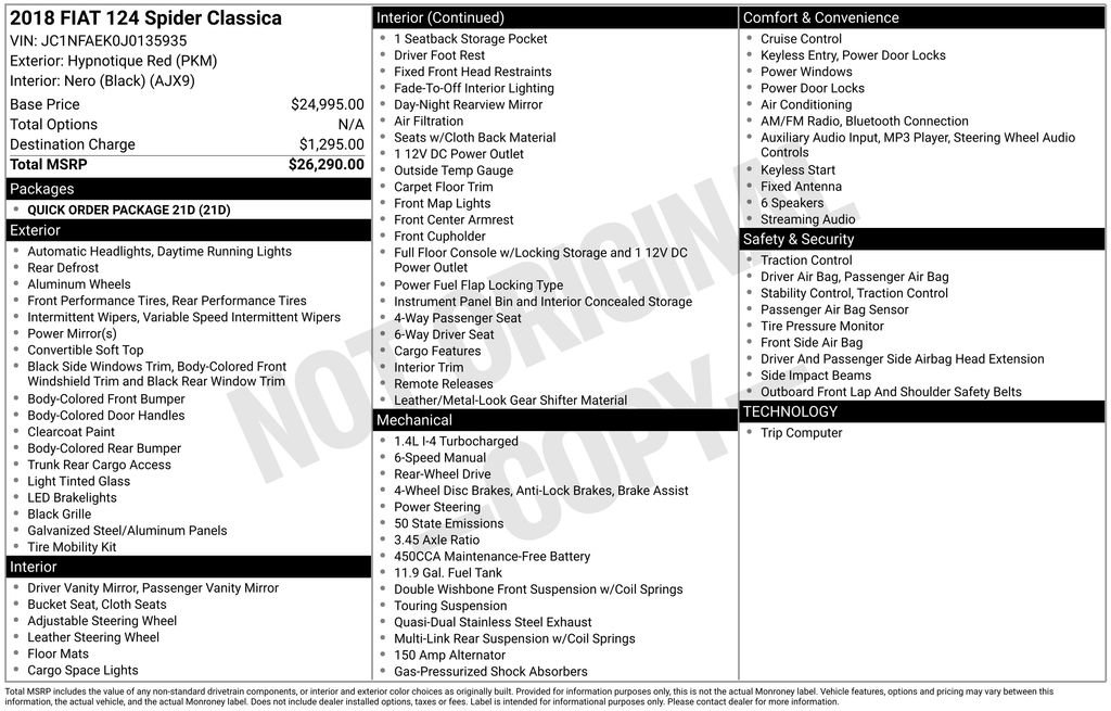 Used 2018 FIAT 124 Spider Classica image 15