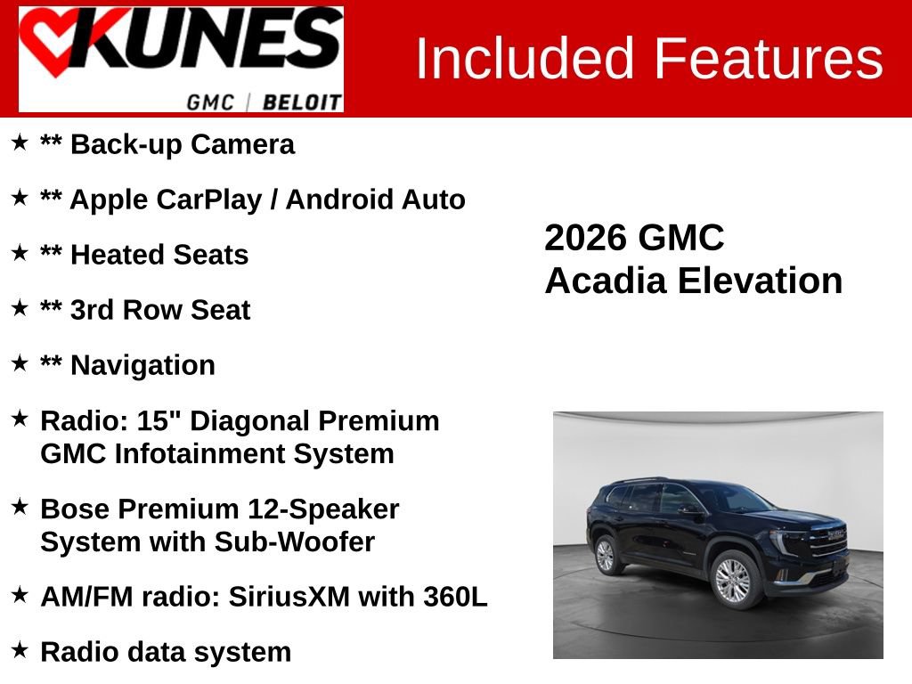 Used 2026 GMC Acadia Elevation w/ Elevation Premium Package AWD/4WD image 2