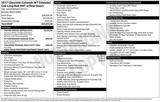 Used 2017 Chevrolet Colorado W/T w/ Custom Special Edition image 6