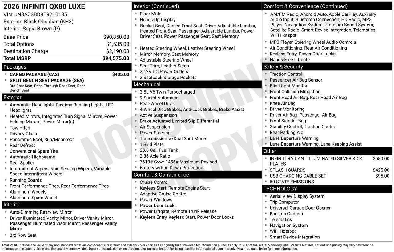 Certified 2026 INFINITI QX80 Luxe w/ Cargo Package RWD image 35