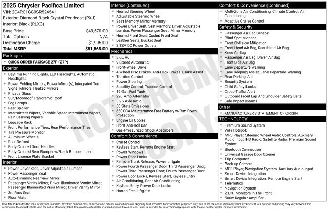 Used 2025 Chrysler Pacifica Limited FWD image 30