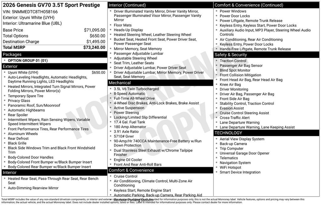 New 2026 Genesis GV70 3.5T Sport Prestige AWD/4WD image 2
