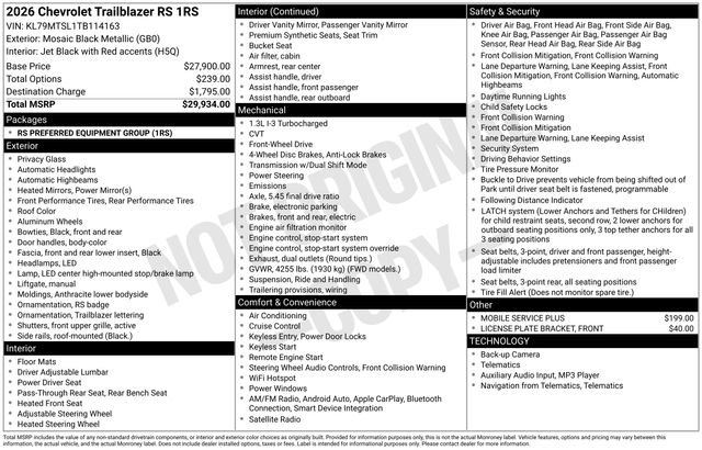 New 2026 Chevrolet TrailBlazer RS image 26