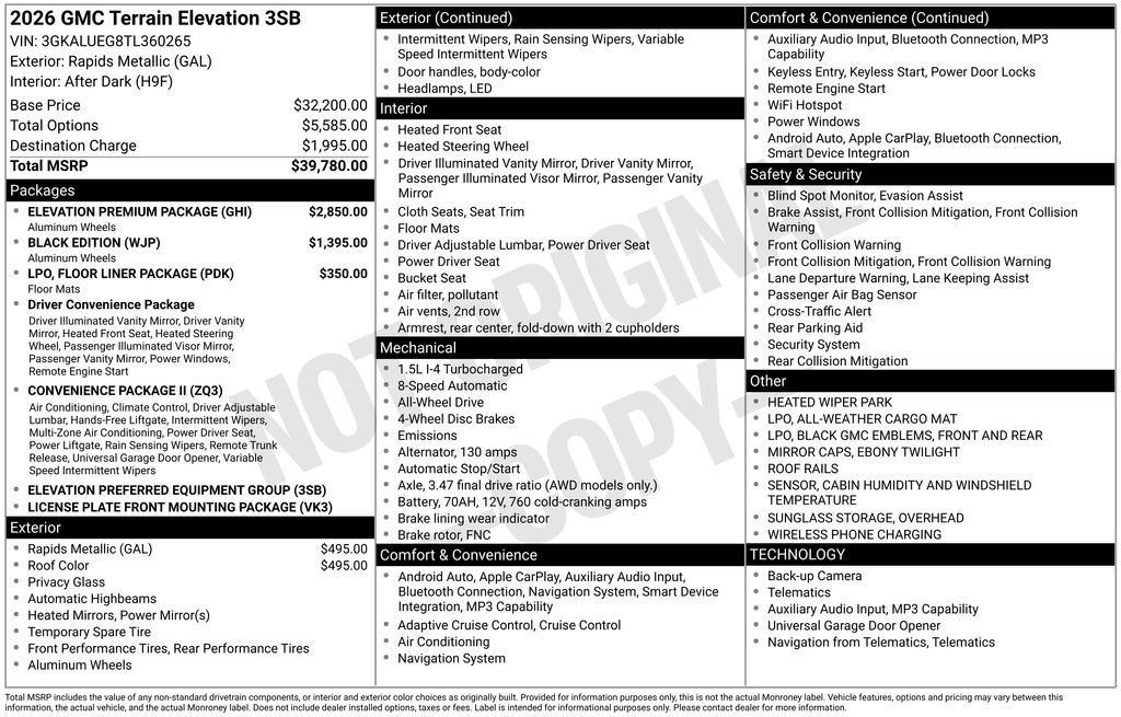 New 2026 GMC Terrain Elevation w/ Elevation Premium Package AWD/4WD image 53