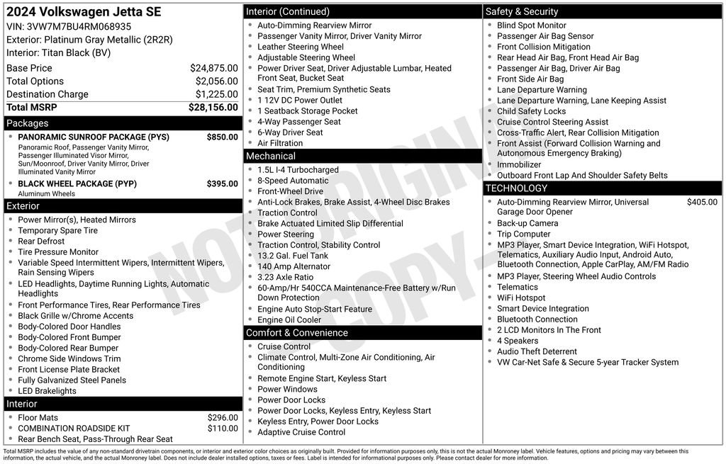 Certified 2024 Volkswagen Jetta SE w/ Panoramic Sunroof Package FWD image 37