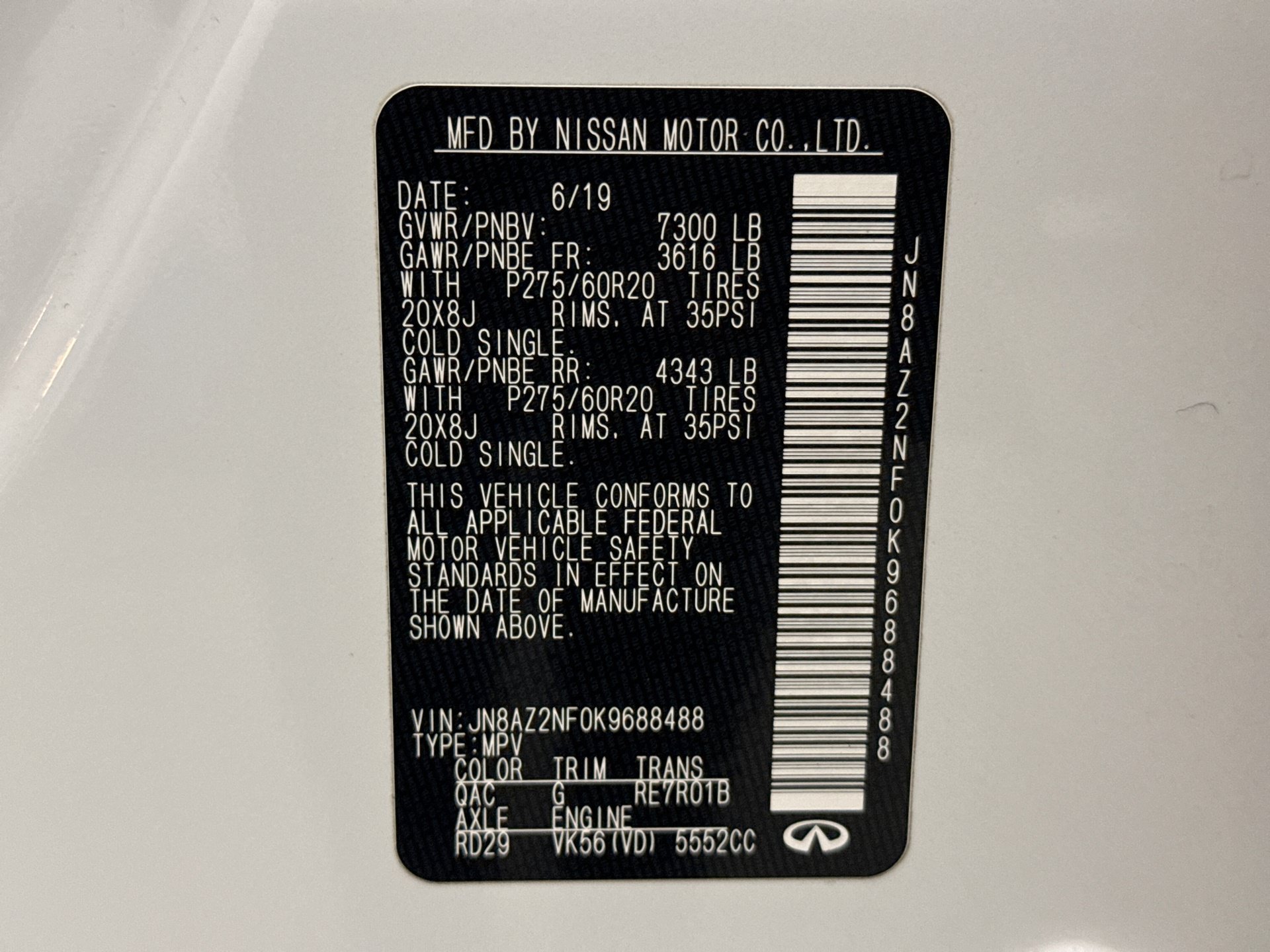 Used 2019 INFINITI QX80 Luxe w/ Cargo Package RWD image 27