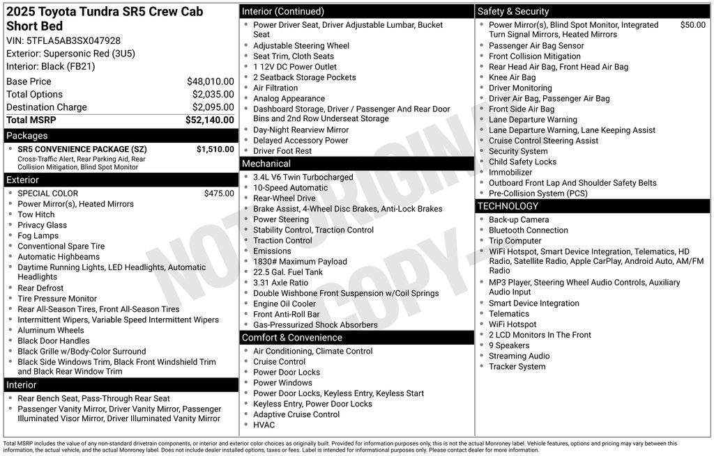 Used 2025 Toyota Tundra SR5 w/ SR5 Convenience Package RWD image 10