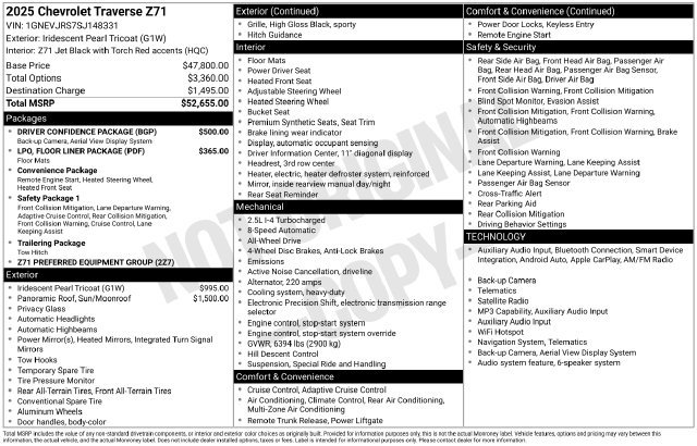 Certified 2025 Chevrolet Traverse Z71 w/ Driver Confidence Package AWD/4WD image 38