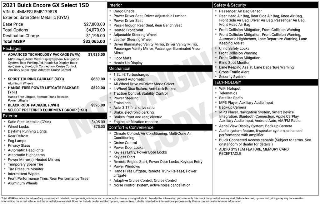 Used 2021 Buick Encore GX Select w/ Advanced Technology Package AWD/4WD image 16