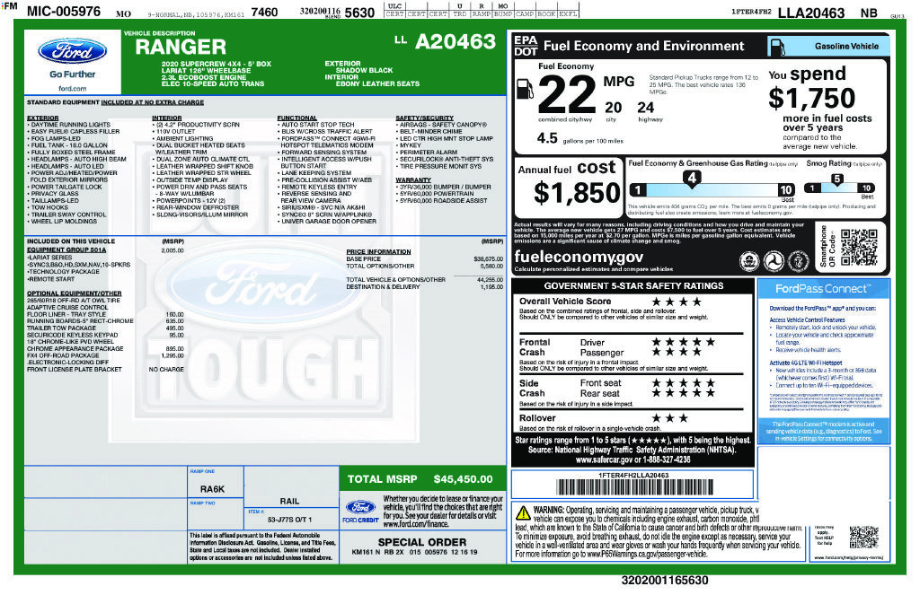 Used 2020 Ford Ranger Lariat w/ Equipment Group 501A Mid AWD/4WD image 27