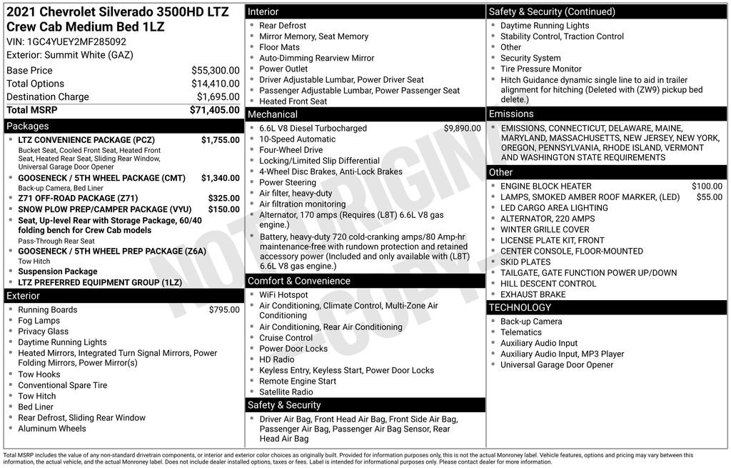 Used 2021 Chevrolet Silverado 3500 LTZ w/ LTZ Convenience Package image 36