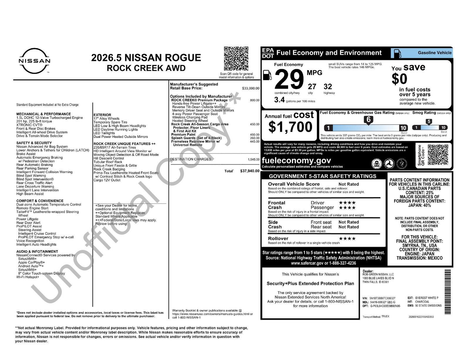 New 2026 Nissan Rogue SV w/ Rock Creek Premium Package AWD/4WD image 5