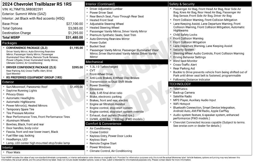 Used 2024 Chevrolet TrailBlazer RS w/ Convenience Package FWD image 28