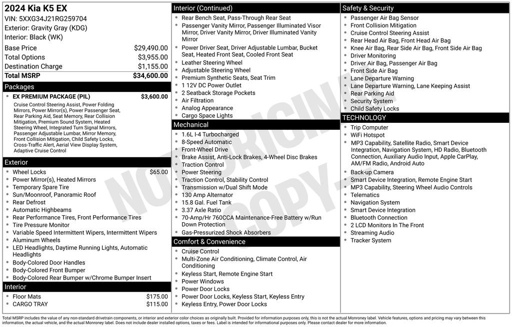 Certified 2024 Kia K5 EX w/ EX Premium Package FWD image 27