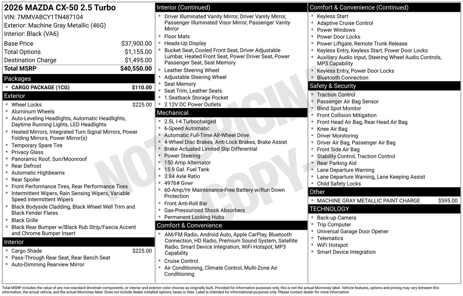 New 2026 MAZDA CX-50 AWD 2.5 S w/ Cargo Package image 4