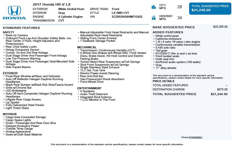 Used 2017 Honda HR-V LX image 3