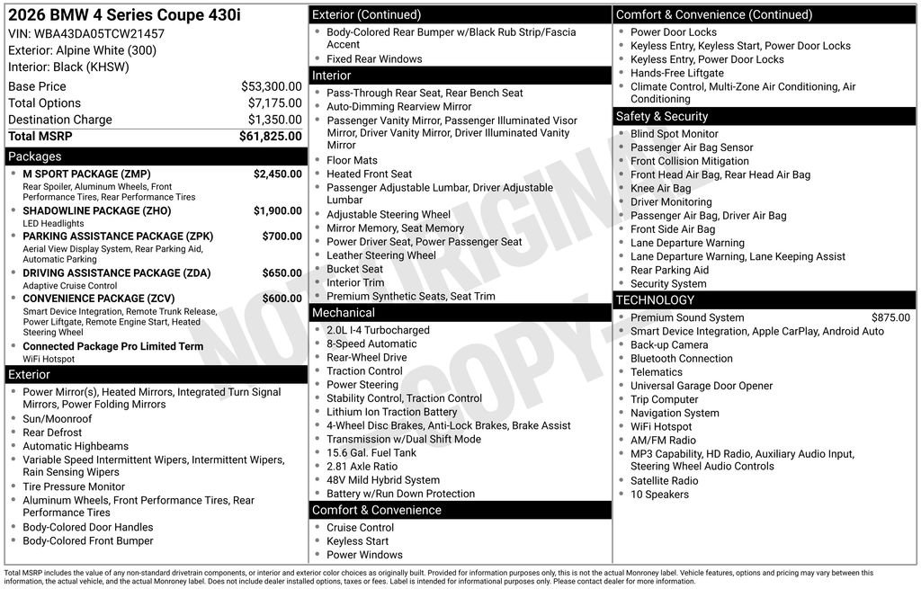 Used 2026 BMW 430i Coupe w/ M Sport Package RWD image 6