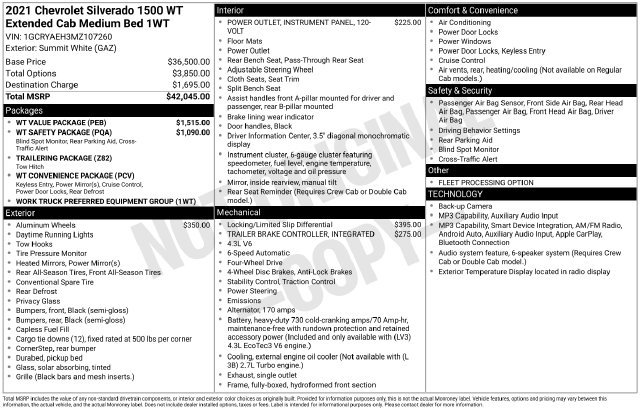 Used 2021 Chevrolet Silverado 1500 W/T w/ WT Value Package AWD/4WD image 3