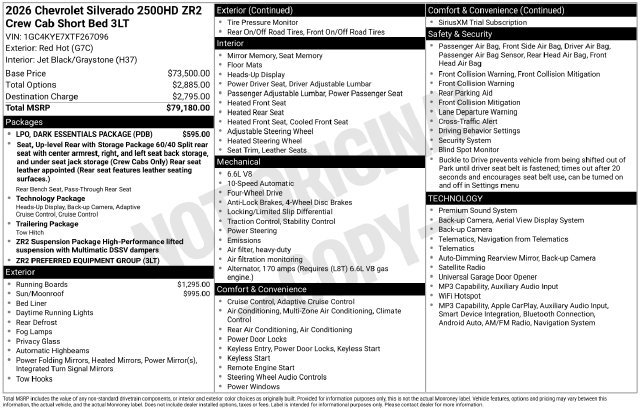 Used 2026 Chevrolet Silverado 2500 ZR2 w/ LPO, Dark Essentials Package AWD/4WD image 13