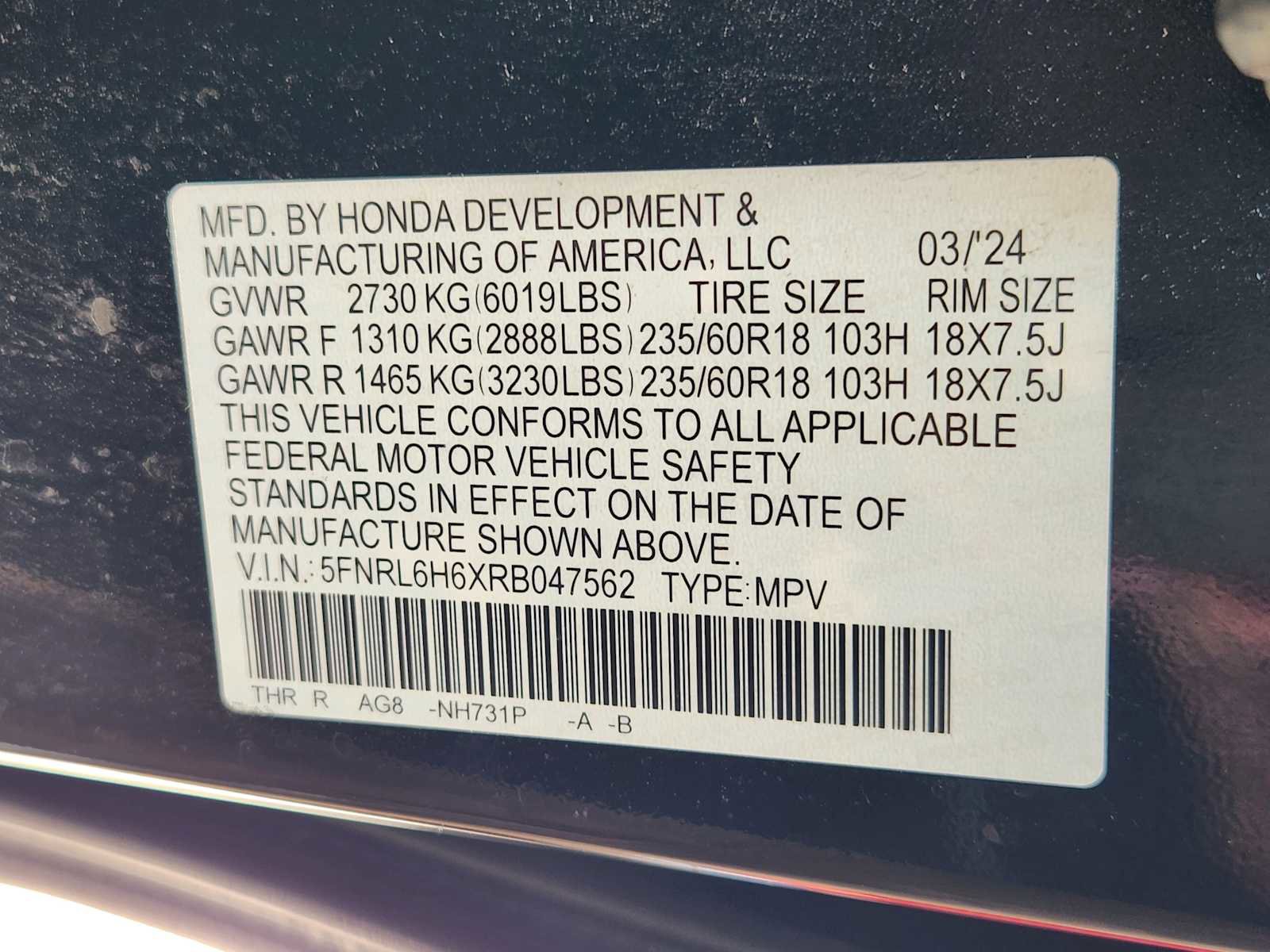 Certified 2024 Honda Odyssey EX-L image 35