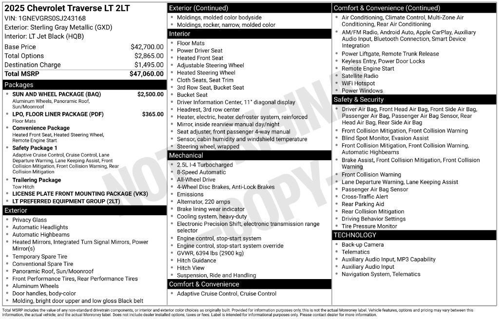 Used 2025 Chevrolet Traverse LT w/ Sun and Wheel Package AWD/4WD image 3