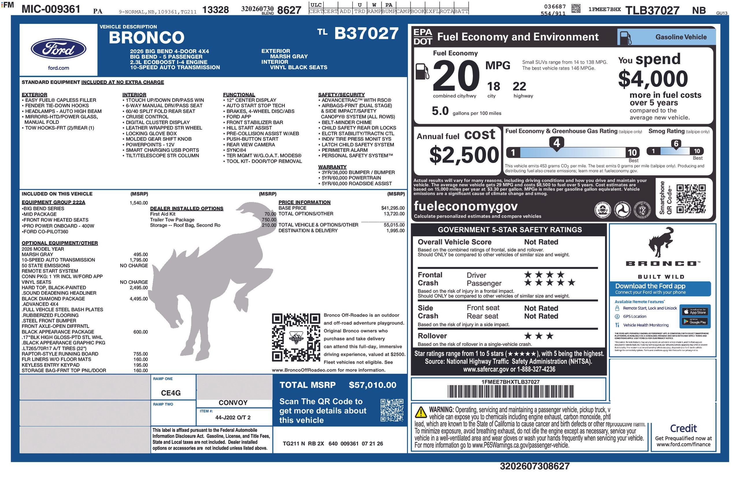 New 2026 Ford Bronco Big Bend w/ Black Diamond Package AWD/4WD image 6
