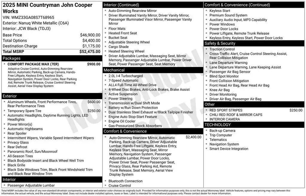 Used 2025 MINI Cooper Countryman John Cooper Works w/ Comfort Package Max AWD/4WD image 30
