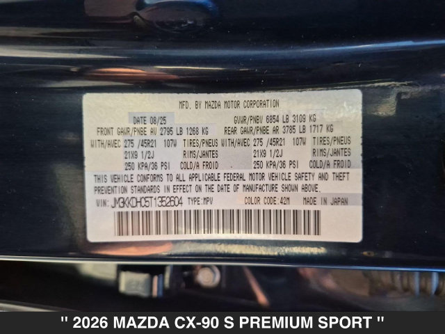 Certified 2026 MAZDA CX-90 3.3 Turbo S w/ Premium Package AWD/4WD image 37