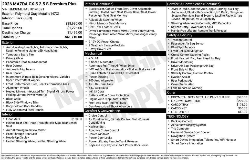New 2026 MAZDA CX-5 2.5 S w/ Premium Plus Package AWD/4WD image 11
