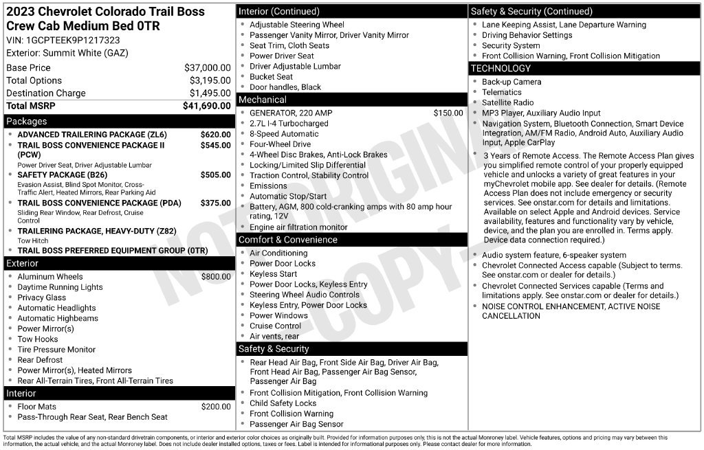 Used 2023 Chevrolet Colorado Trail Boss w/ Advanced Trailering Package AWD/4WD image 4