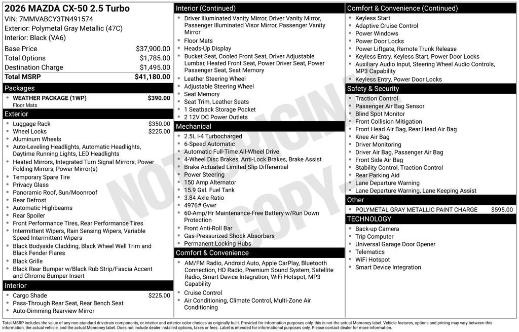 New 2026 MAZDA CX-50 AWD 2.5 S w/ Weather Package image 4
