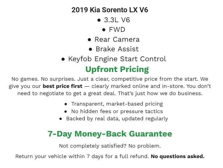 Used 2019 Kia Sorento FWD V6 w/ LX V6 Convenience Package image 2