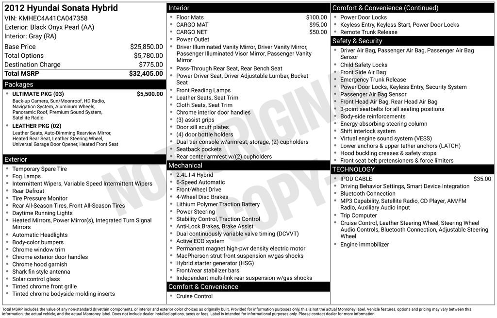 Used 2012 Hyundai Sonata Hybrid w/ Ultimate Pkg FWD image 5
