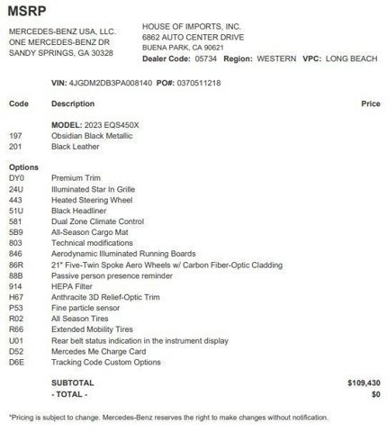 Certified 2023 Mercedes-Benz EQS 450+ SUV image 4