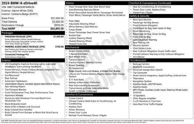 Used 2024 BMW i4 eDrive40 w/ Premium Package RWD image 16